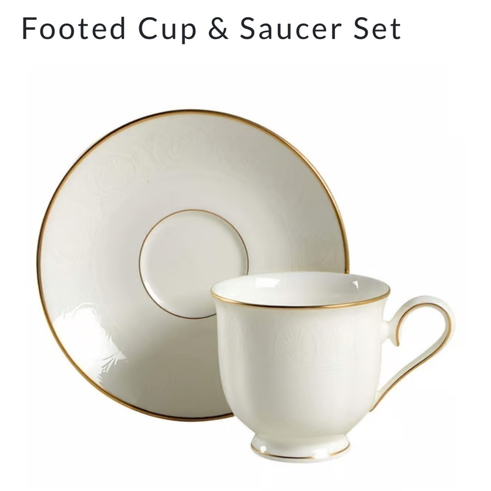 Lenox Hannah Gold Coffee / Tea Cup and Saucer | Discontinued